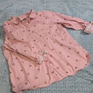 Pink Floral Button-Up Shirt